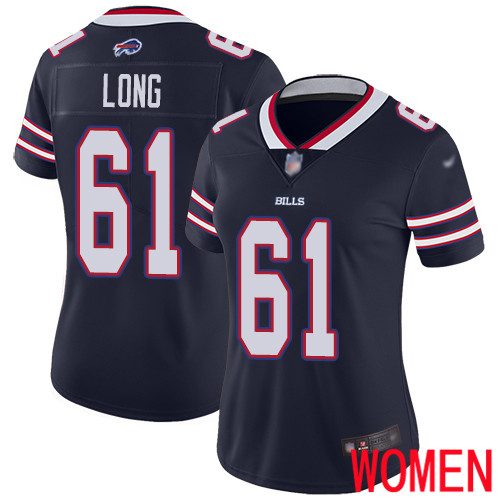 Women Buffalo Bills #61 Spencer Long Limited Navy Blue Inverted Legend NFL Jersey